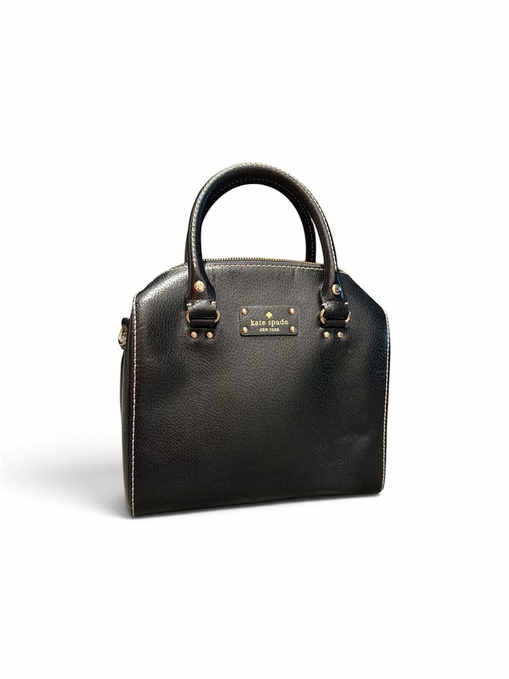 kate spade Black Pebble Leather Satchel with Gold Hardware